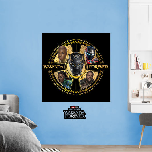 Black Panther Wakanda Forever: Black Panther Wakanda Forever Circle Poster        - Officially Licensed Marvel Removable     Adhesive Decal