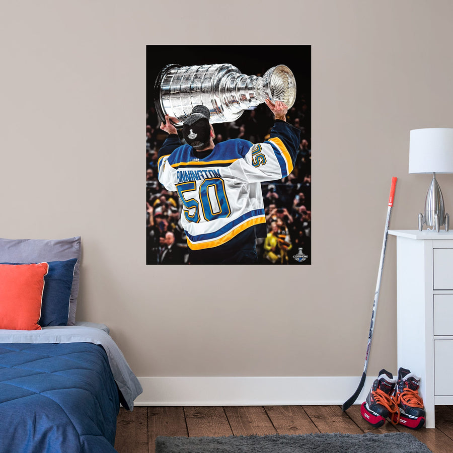 Jordan Binnington - 2019 Stanley Cup Kiss - Peel & Stick Poster - Official NHL - St. Louis Blues - Reusable Vinyl Wall Decal