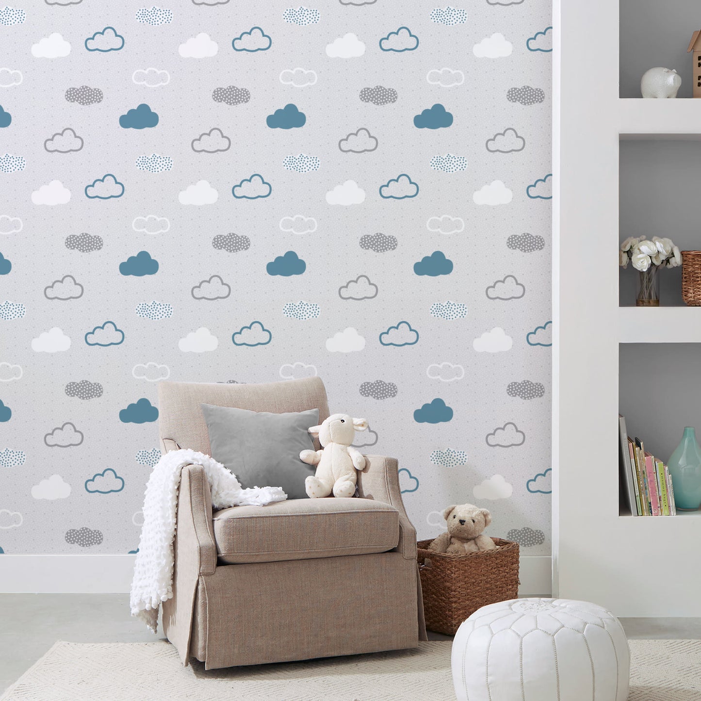 Twilight Clouds (Aqua) - Peel & Stick Wallpaper