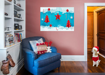 Christmas:  Red Star Poster        -   Removable     Adhesive Decal