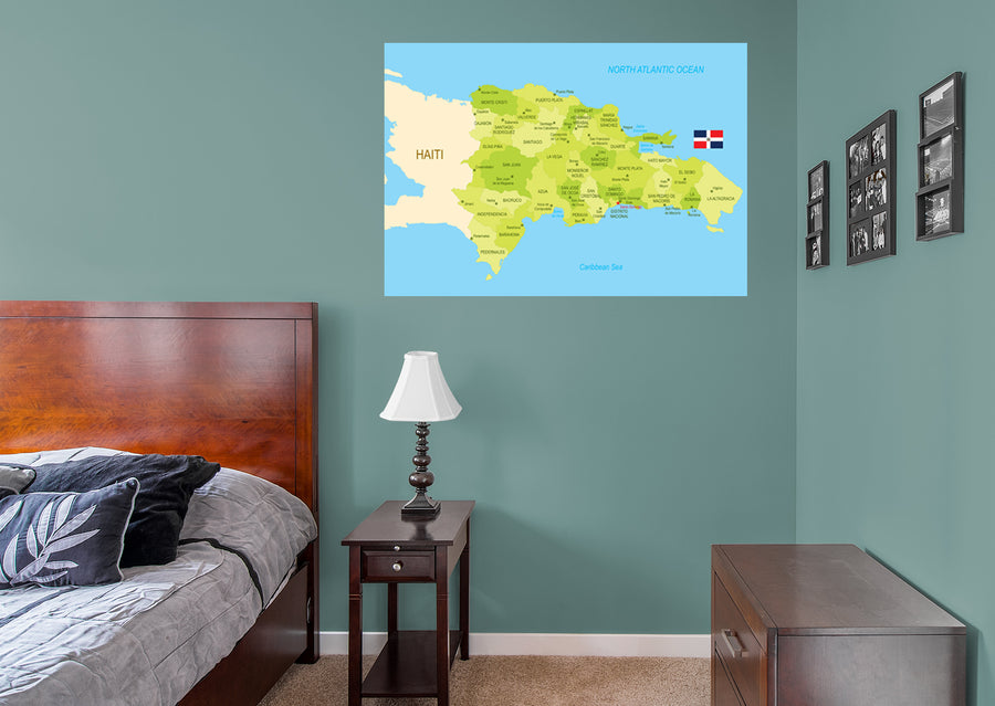 Maps of North America: Dominican Republic Mural        -   Removable Wall   Adhesive Decal