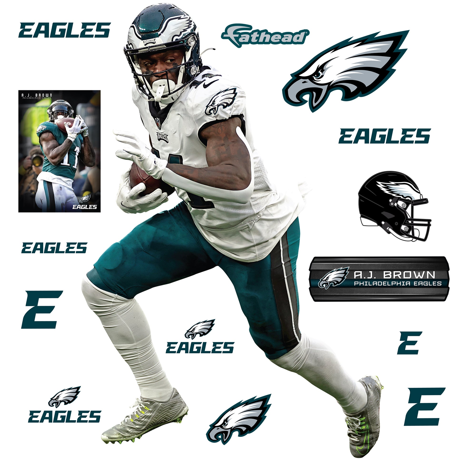 Philadelphia Eagles: A.J. Brown 2022 Away - Officially Licensed NFL  Removable Adhesive Decal