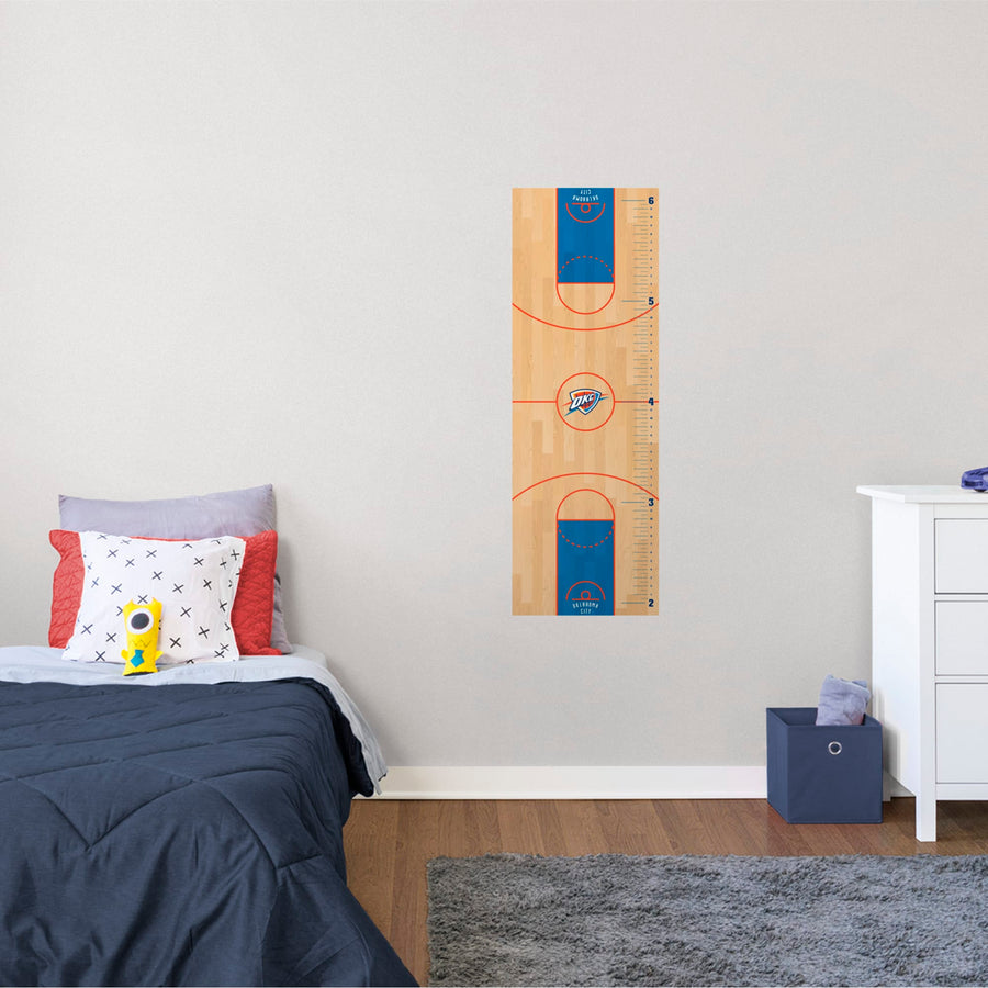 Court - Growth Chart - Official NBA - Oklahoma City Thunder - Reusable Vinyl Wall Decal