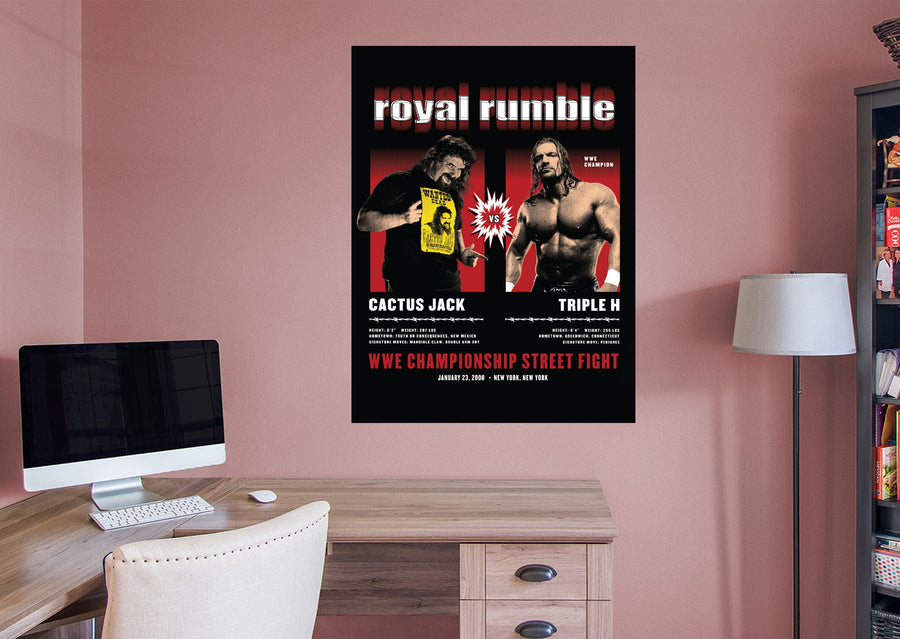 Cactus Jack and Triple H - Royal Rumble 2000 - Peel & Stick Poster - Official WWE - Reusable Vinyl Wall Decal