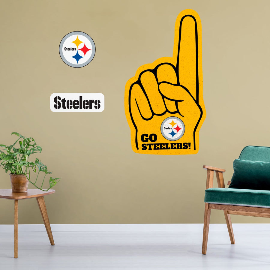 Pittsburgh Steelers - RealBig Foam Finger Collection - Official NFL - Reusable Vinyl Wall Decals