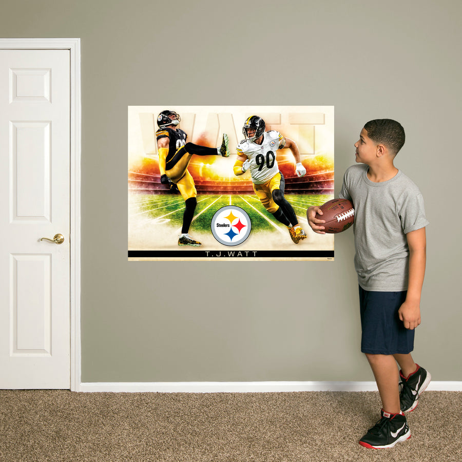 T.J. Watt - Icon Series - Peel & Stick Poster - Official NFL - Pittsburgh Steelers - Reusable Vinyl Wall Decal