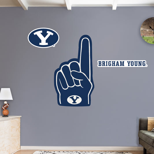 BYU Cougars:    Foam Finger        - Officially Licensed NCAA Removable     Adhesive Decal