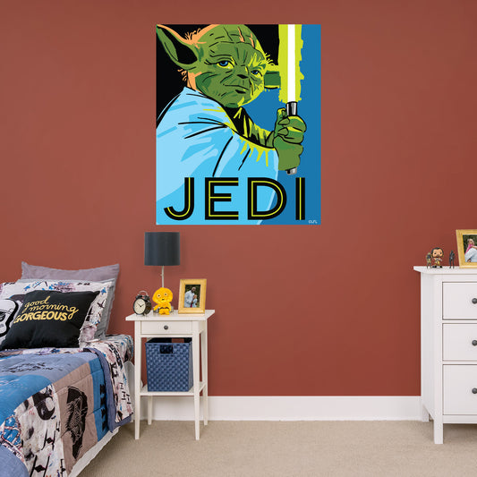 Yoda JEDI Pop Art Poster        - Officially Licensed Star Wars Removable     Adhesive Decal
