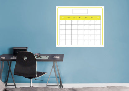Calendars: Yellow Modern One Month Calendar Dry Erase - Removable Adhesive Decal