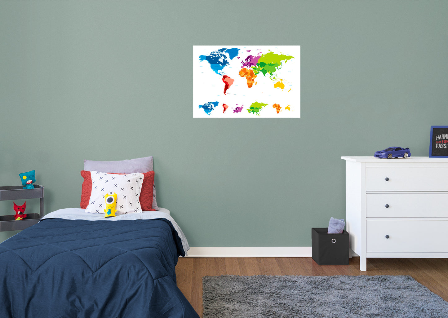 World Maps:  Complex Map Mural        -   Removable Wall   Adhesive Decal