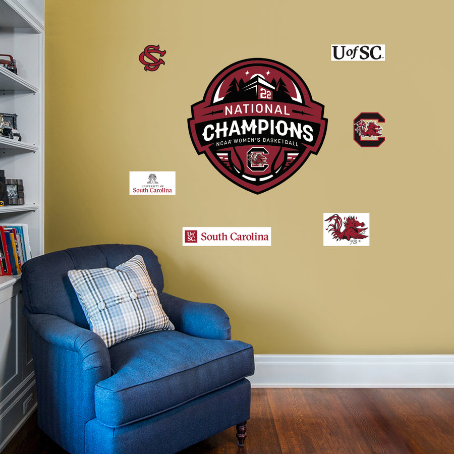 South Carolina Gamecocks - RealBig 2022 Women's Basketball Champions Logo Collection - Official NCAA - Reusable Vinyl Wall Decals