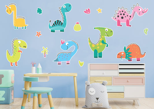 Dinosaur:  Cute Dinosaurs Collection        -   Removable     Adhesive Decal