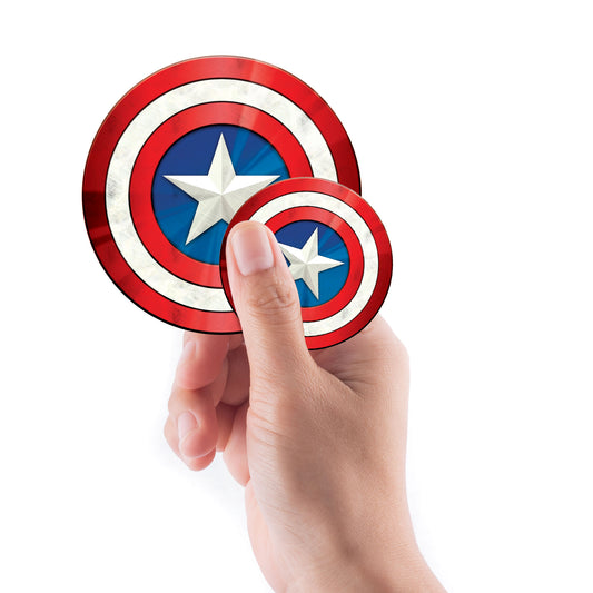 Sheet of 5 -Avengers: Captain America Shield MINI        - Officially Licensed Marvel Removable    Adhesive Decal