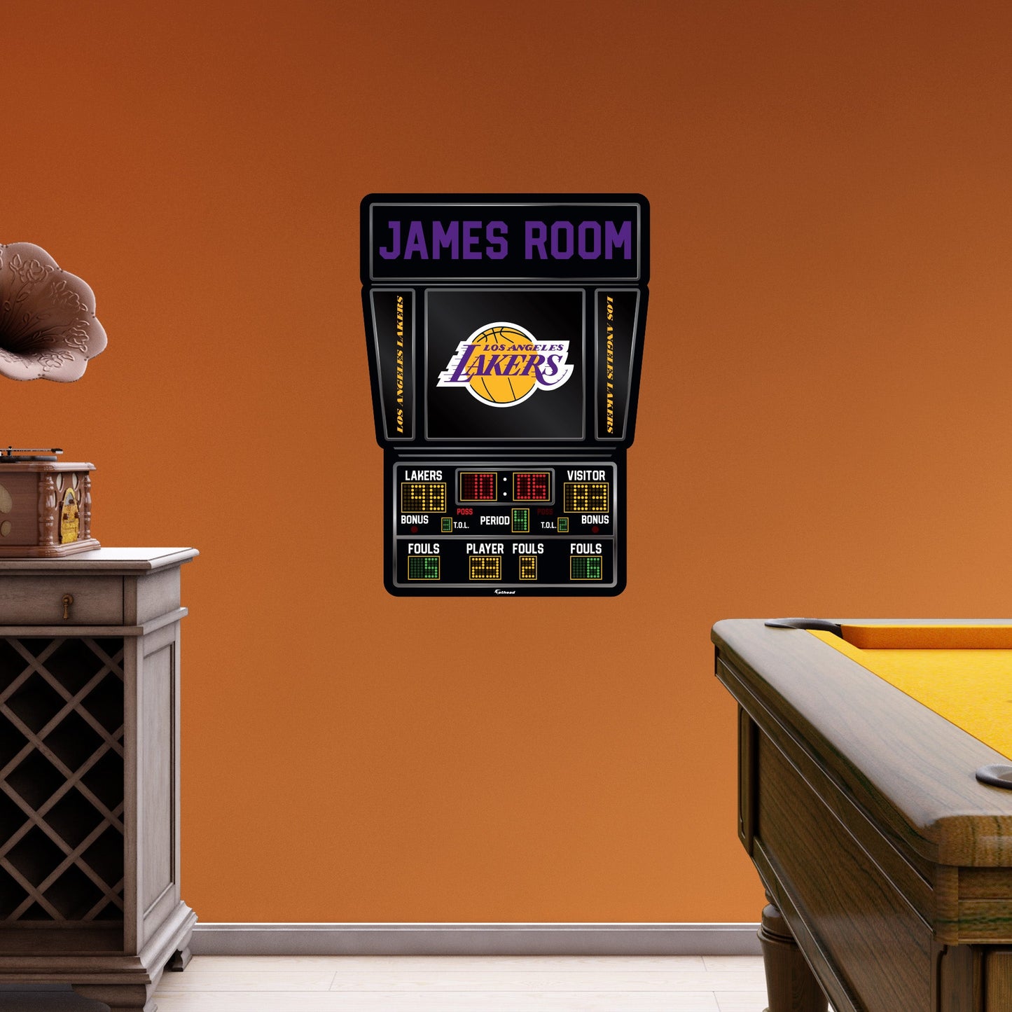 Los Angeles Lakers:   Scoreboard Personalized Name        - Officially Licensed NBA Removable     Adhesive Decal