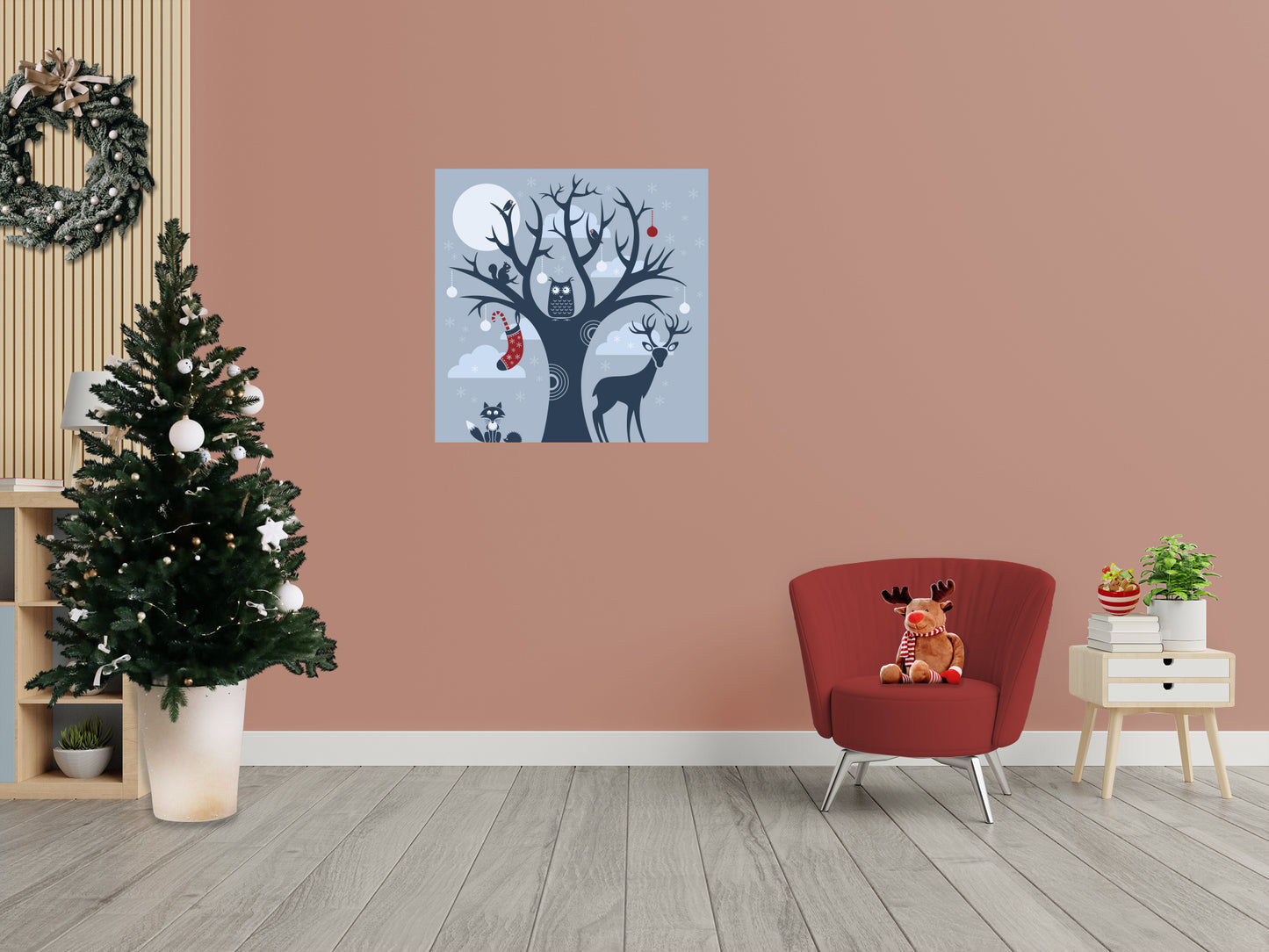 Seasons Decor: Winter in the Forest Mural        -   Removable     Adhesive Decal