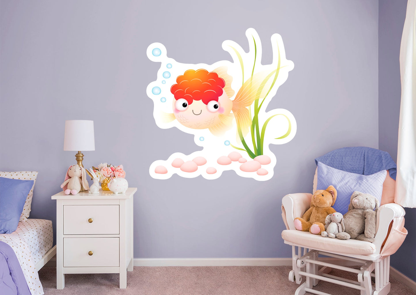 Nursery:  Pink Fish Icon        -   Removable Wall   Adhesive Decal