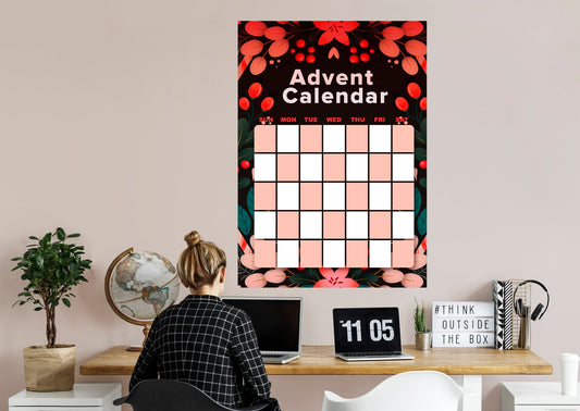 Calendars: Red Flowers Dry Erase - Removable Adhesive Decal