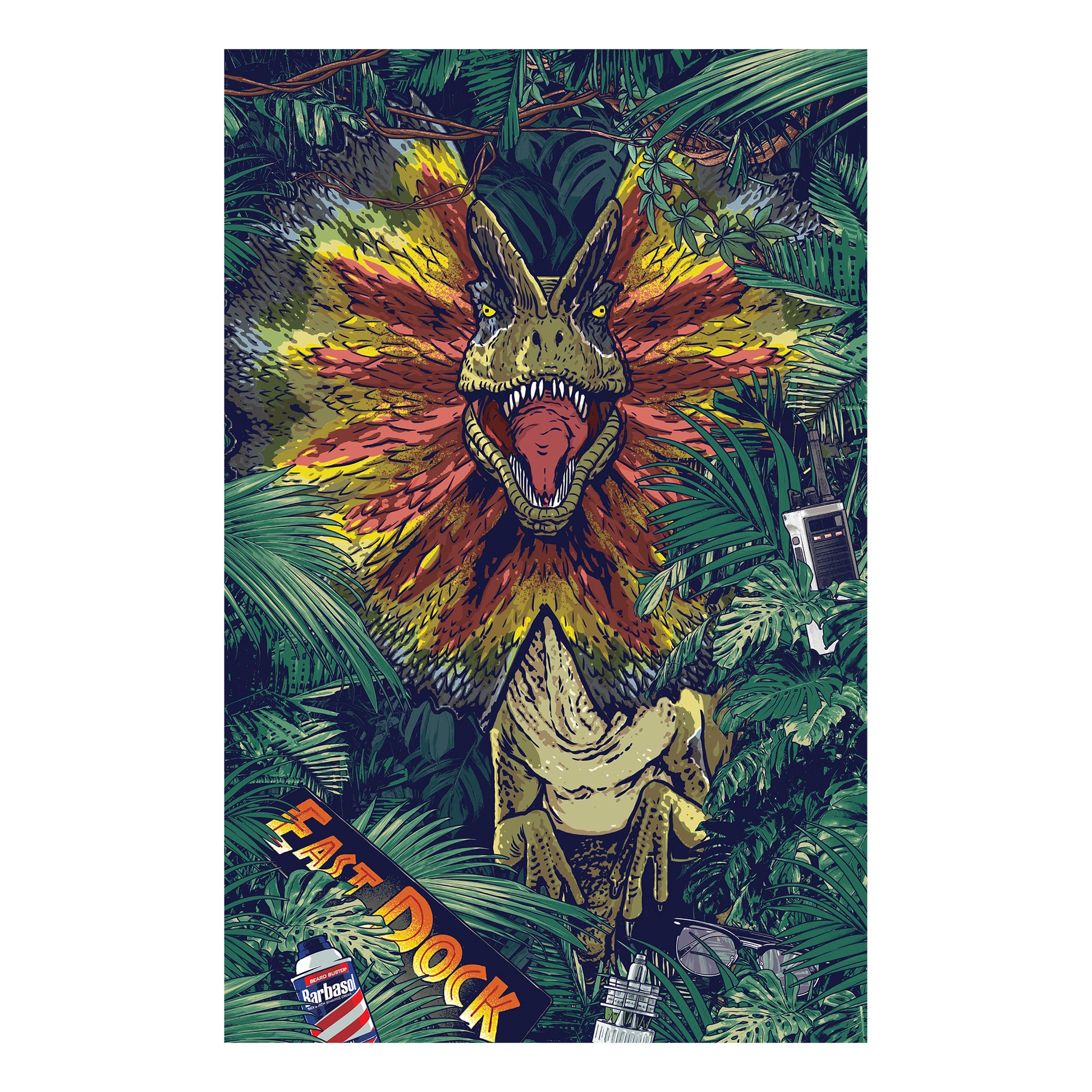 Jurassic Park: Dilophosaurus Mural - Officially Licensed NBC Universal Removable Adhesive Decal - Fathead | Small (11W x 17H) | Premium Wall Decals