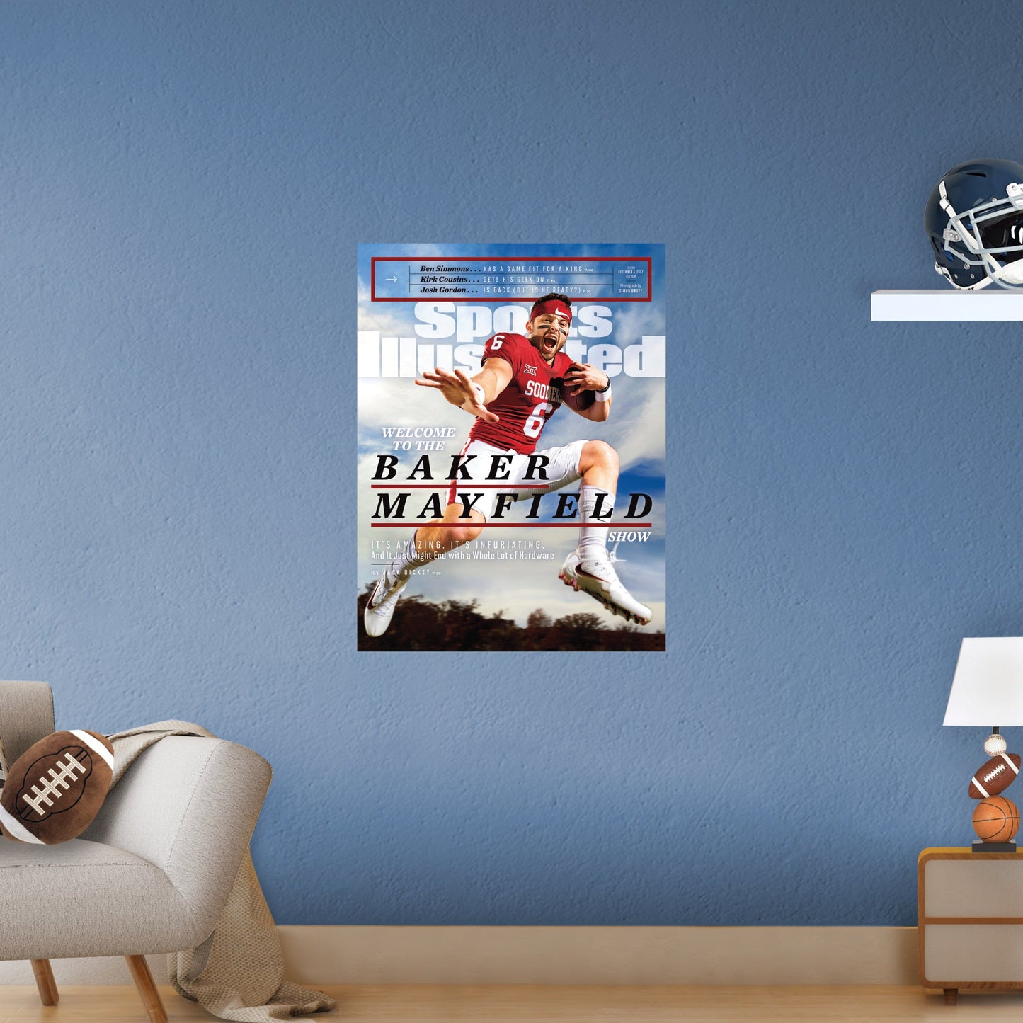 Oklahoma Sooners: Baker Mayfield December 2017 Sports Illustrated Cover - Officially Licensed NCAA Removable Adhesive Decal
