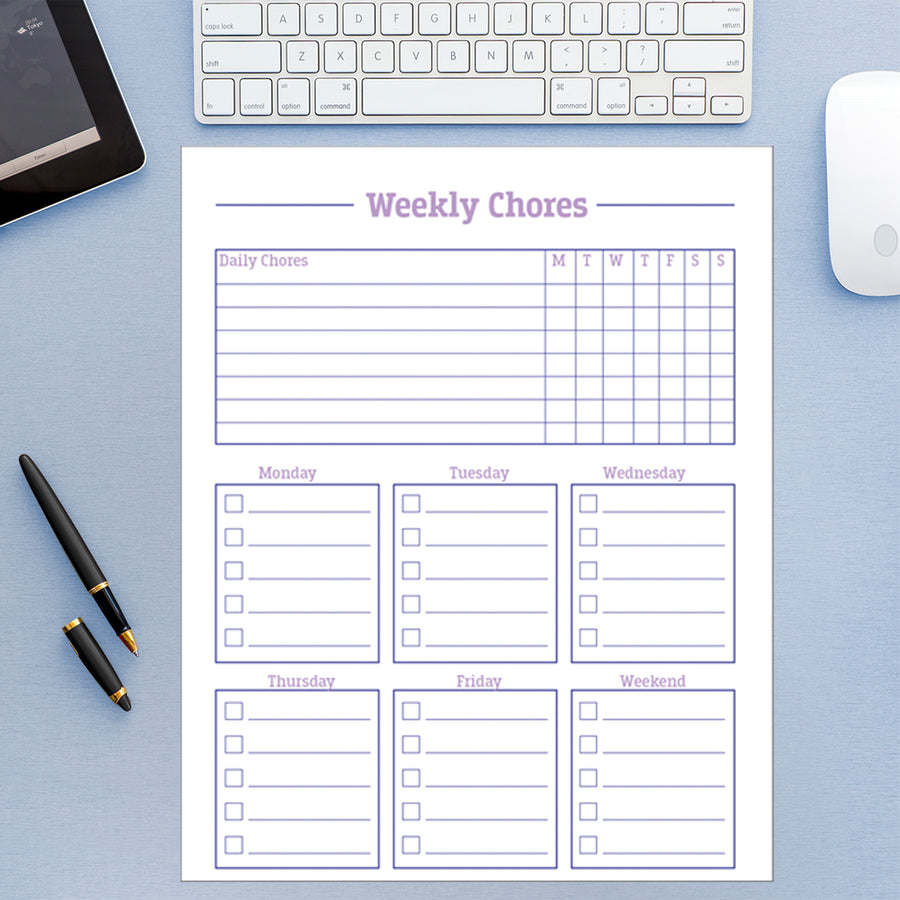 Checklist Weekly Chores  - Removable Wall Decal