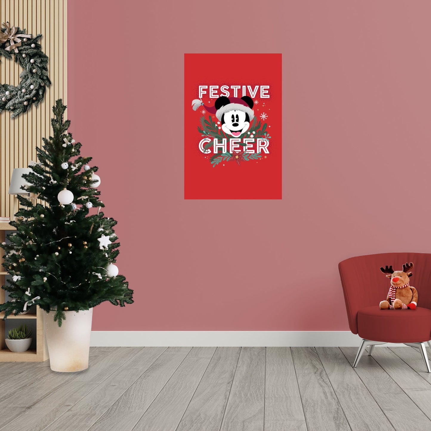 Mickey and Friends Festive Cheer: Mickey Mouse Festive Cheer Mural - Officially Licensed Disney Removable Adhesive Decal