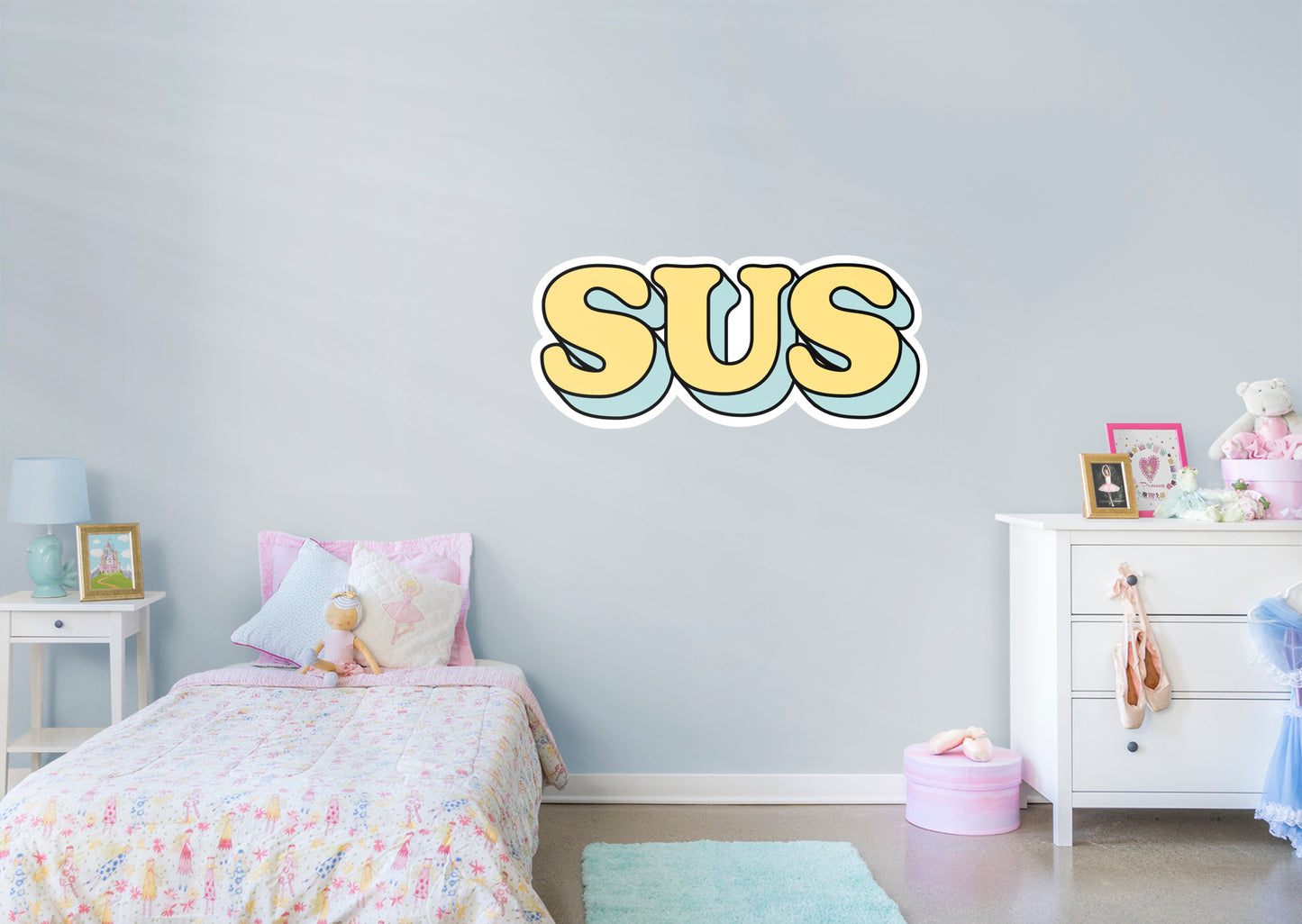 Sus Lettering Yellow        - Officially Licensed Big Moods Removable     Adhesive Decal