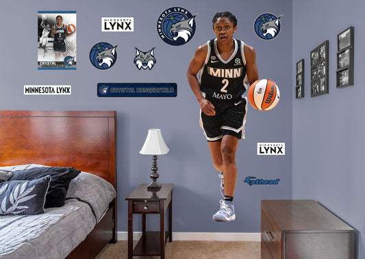 Minnesota Lynx: Crystal Dangerfield         - Officially Licensed WNBA Removable Wall   Adhesive Decal