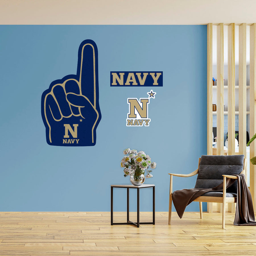 US Naval Academy Midshipmen - RealBig Foam Finger Collection - Official NCAA - Reusable Vinyl Wall Decals