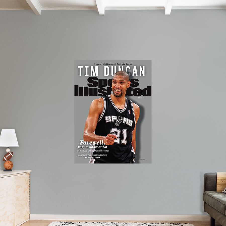 Tim Duncan - August 2016 Retirement Tribute Sports Illustrated Cover - Peel & Stick Poster - Official NBA - San Antonio Spurs - Reusable Vinyl Wall Decal