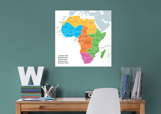 Maps: Africa Grey Mural        -   Removable Wall   Adhesive Decal