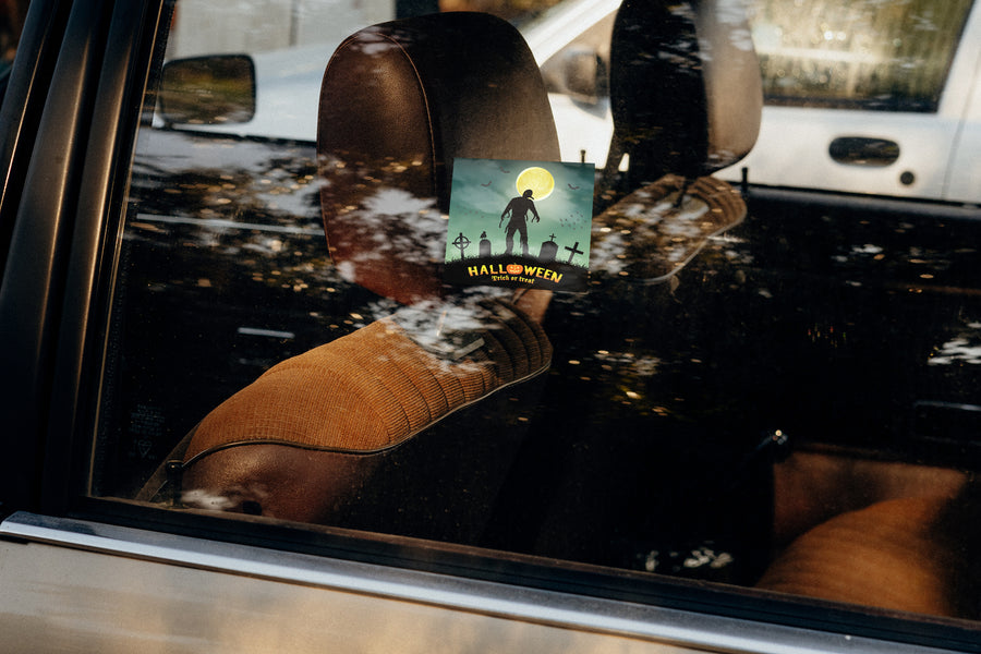 Halloween: Mummy at the Graveyard Window Clings        -   Removable Window   Static Decal