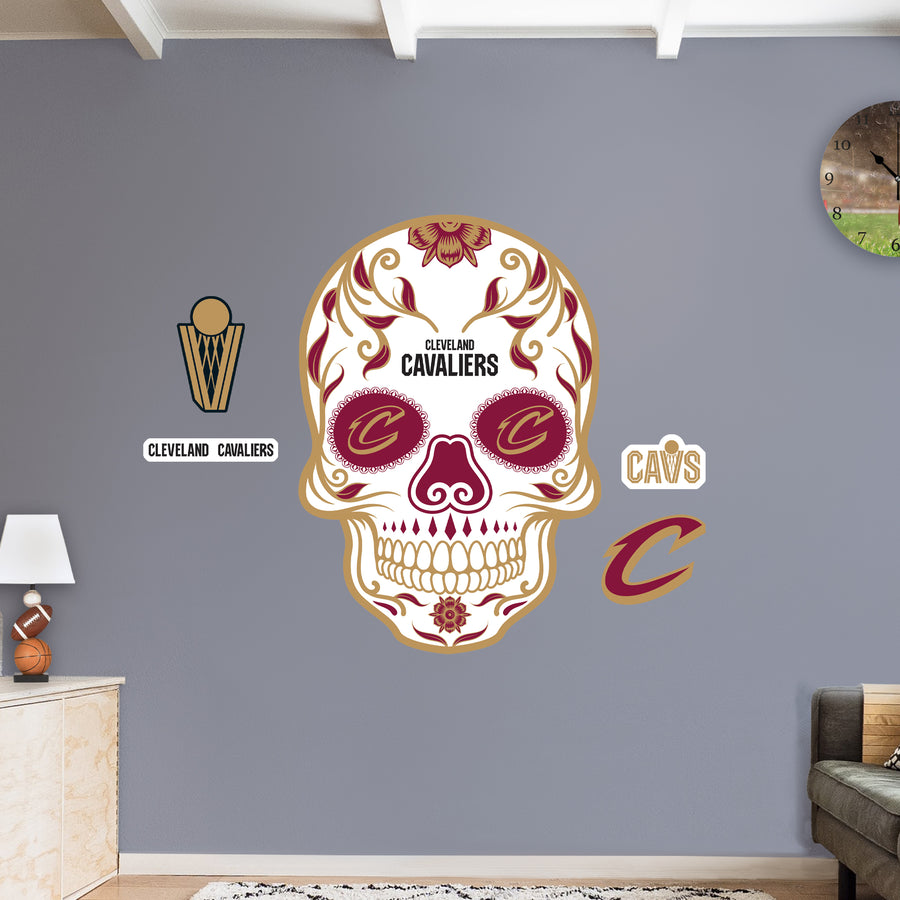 Cleveland Cavaliers - RealBig Sugar Skull Logo Collection - Official NBA - Reusable Vinyl Wall Decals