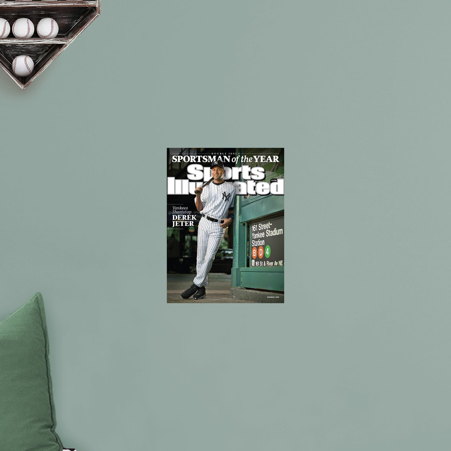 New York Yankees: Derek Jeter December 2009 Sportsman of the Year Sports Illustrated Cover - Officially Licensed MLB Removable Adhesive Decal