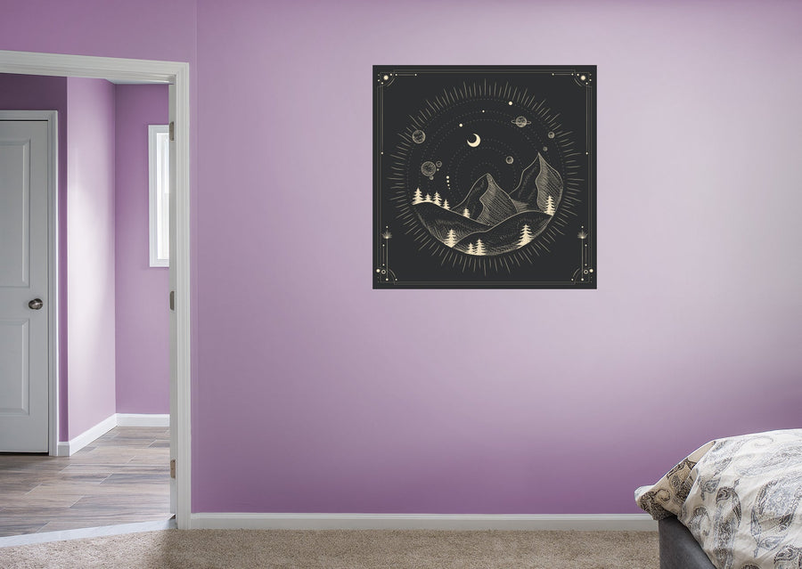Moon Phases:  Moonlight Murals Mountains        -   Removable Wall   Adhesive Decal