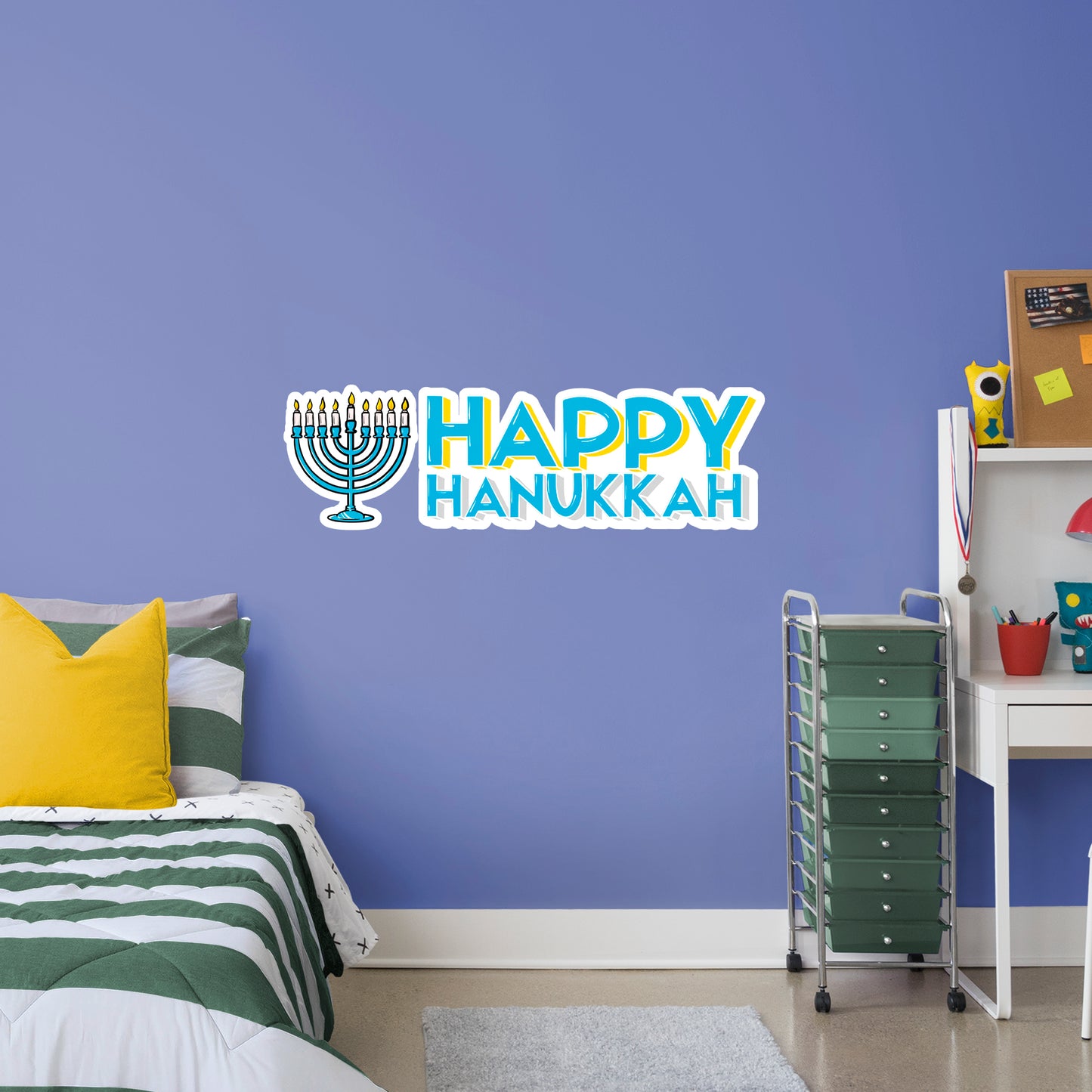 Happy Hanukkah with Menorah        - Officially Licensed Big Moods Removable     Adhesive Decal