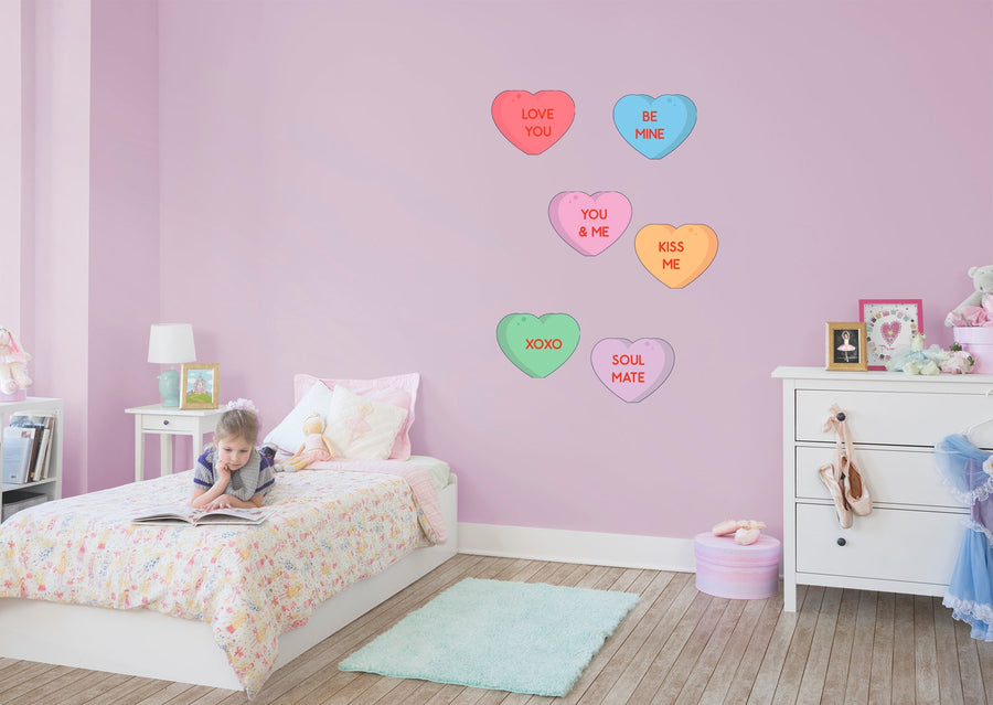 Valentine's Day:  Candy Hearts        -   Removable     Adhesive Decal