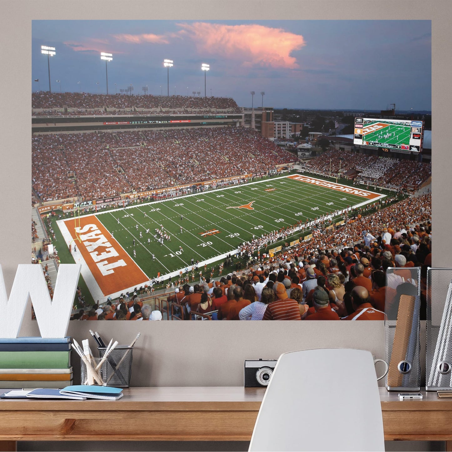 U of Texas: Texas Longhorns Darrell K. Royal Texas Memorial Stadium Endzone View Mural        - Officially Licensed NCAA Removable Wall   Adhesive Decal