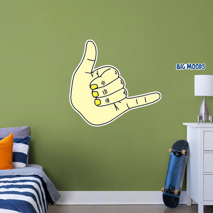 Hang Loose Gesture (Yellow)        - Officially Licensed Big Moods Removable     Adhesive Decal