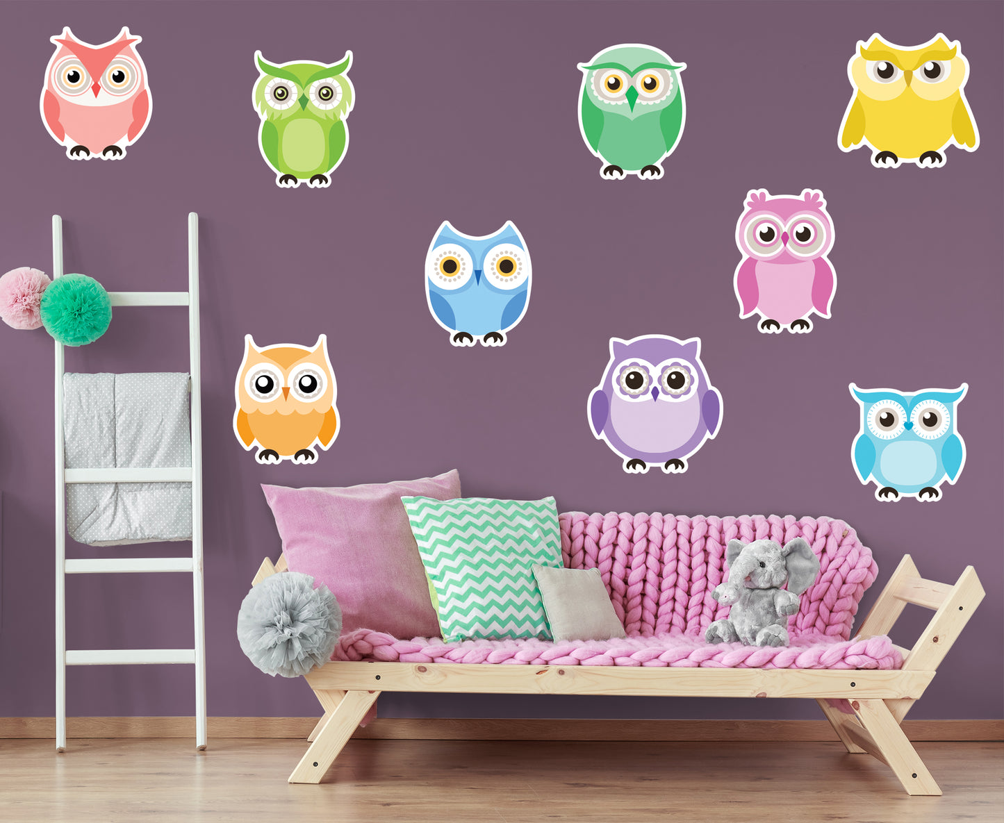 Nursery: Owl Pastel Collection        -   Removable Wall   Adhesive Decal