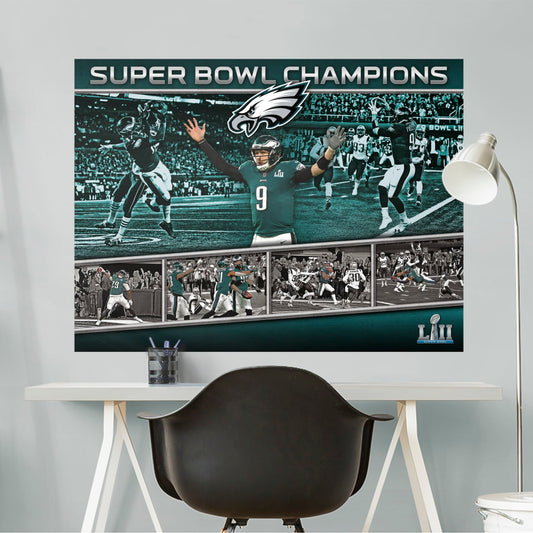 Philadelphia Eagles:  Super Bowl 52 Moments Mural        - Officially Licensed NFL Removable Wall   Adhesive Decal