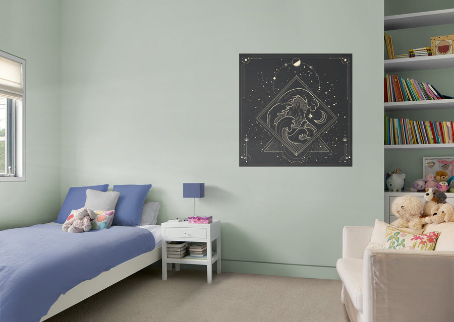 Moon Phases:  Moonlight Murals Tidal Waves        -   Removable Wall   Adhesive Decal