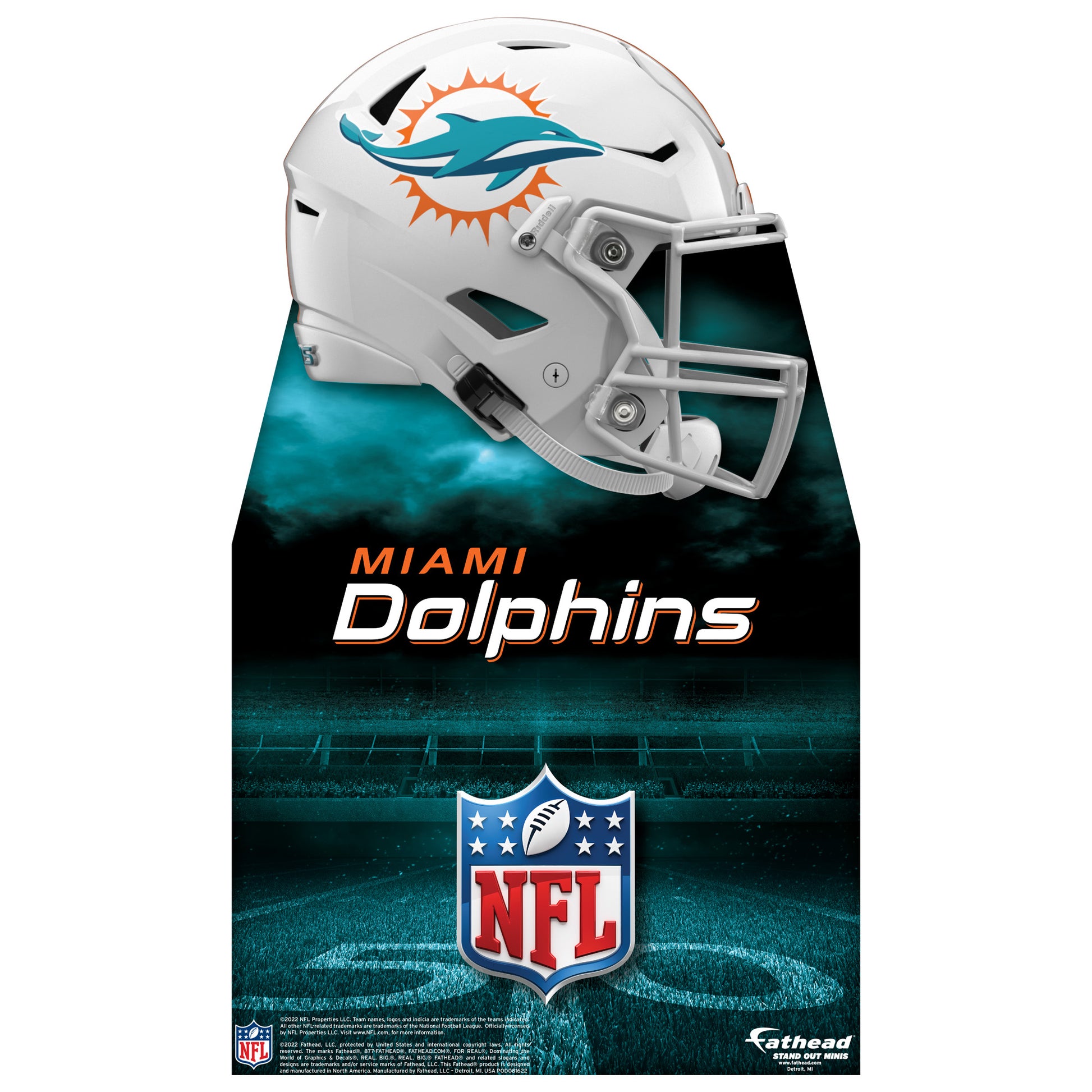 Miami Dolphins: 2022 Helmet Mini Cardstock Cutout - Officially