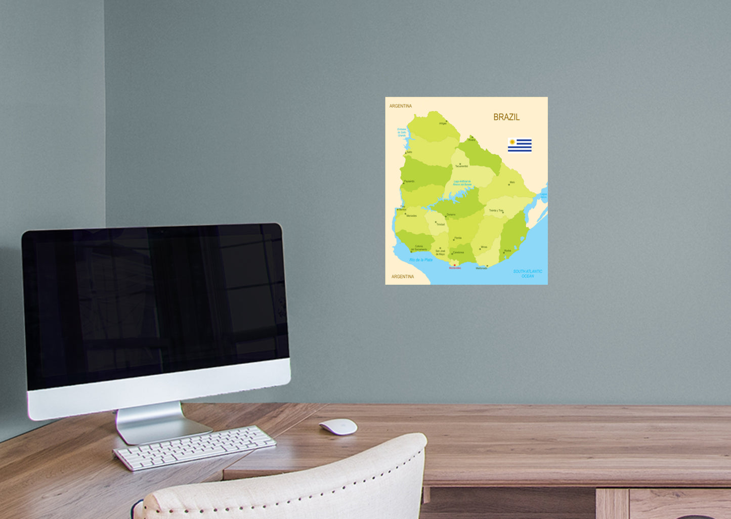 Maps of South America: Uruguay Mural        -   Removable     Adhesive Decal