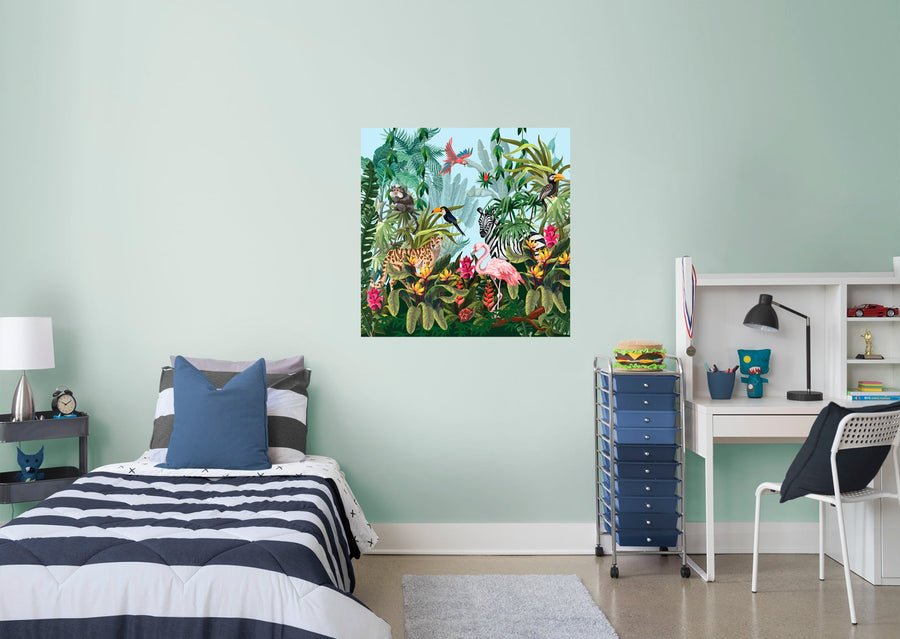 Jungle:  Crowded Mural        -   Removable Wall   Adhesive Decal