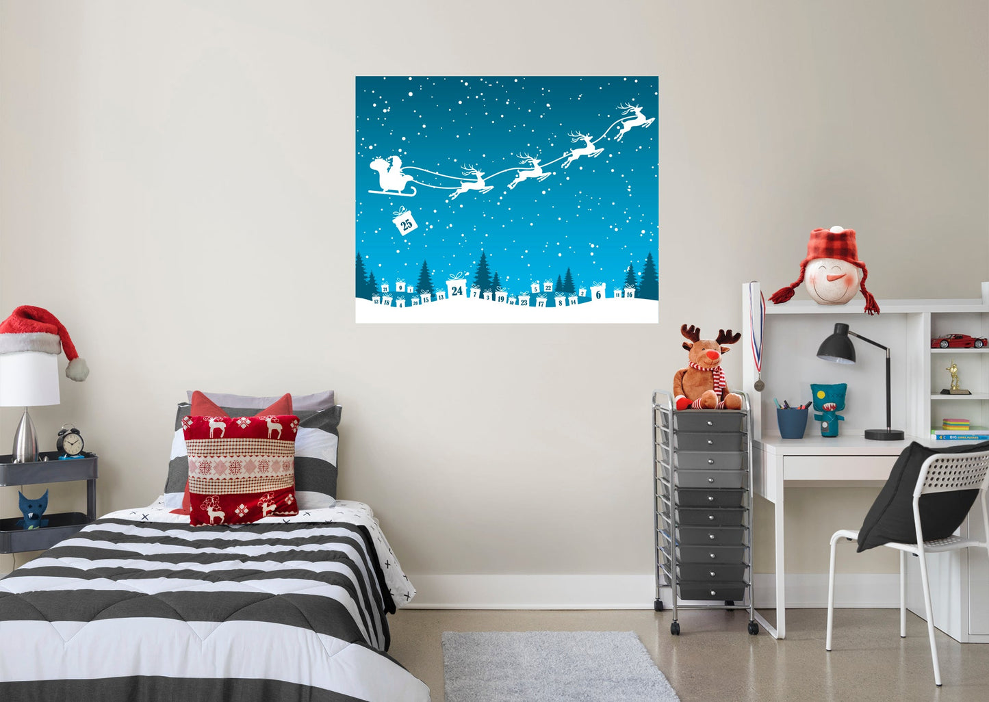 Christmas: Dropping Gifts Calendar Dry Erase - Removable Adhesive Decal