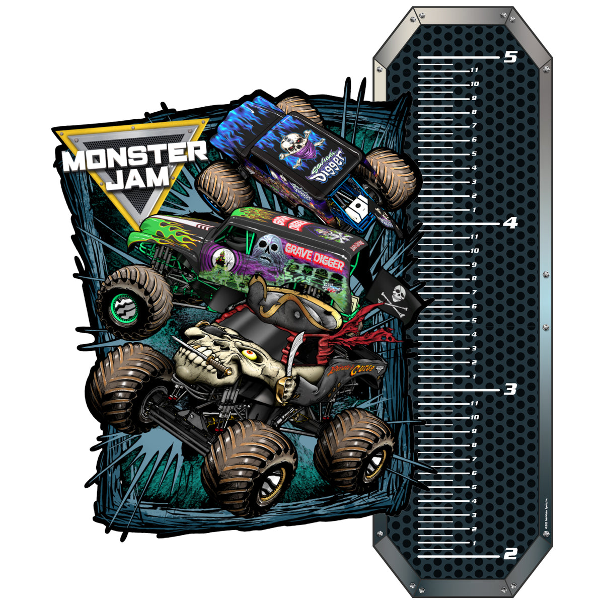 Monster Jam - Growth Chart - Official Monster Jam - Reusable Vinyl Wal ...