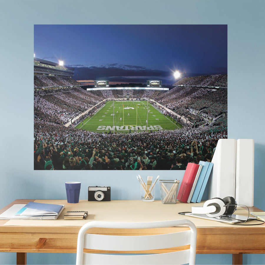 Spartan Stadium Endzone Mural - Peel & Stick Poster - Official NCAA - Michigan State Spartans - Reusable Vinyl Wall Decal