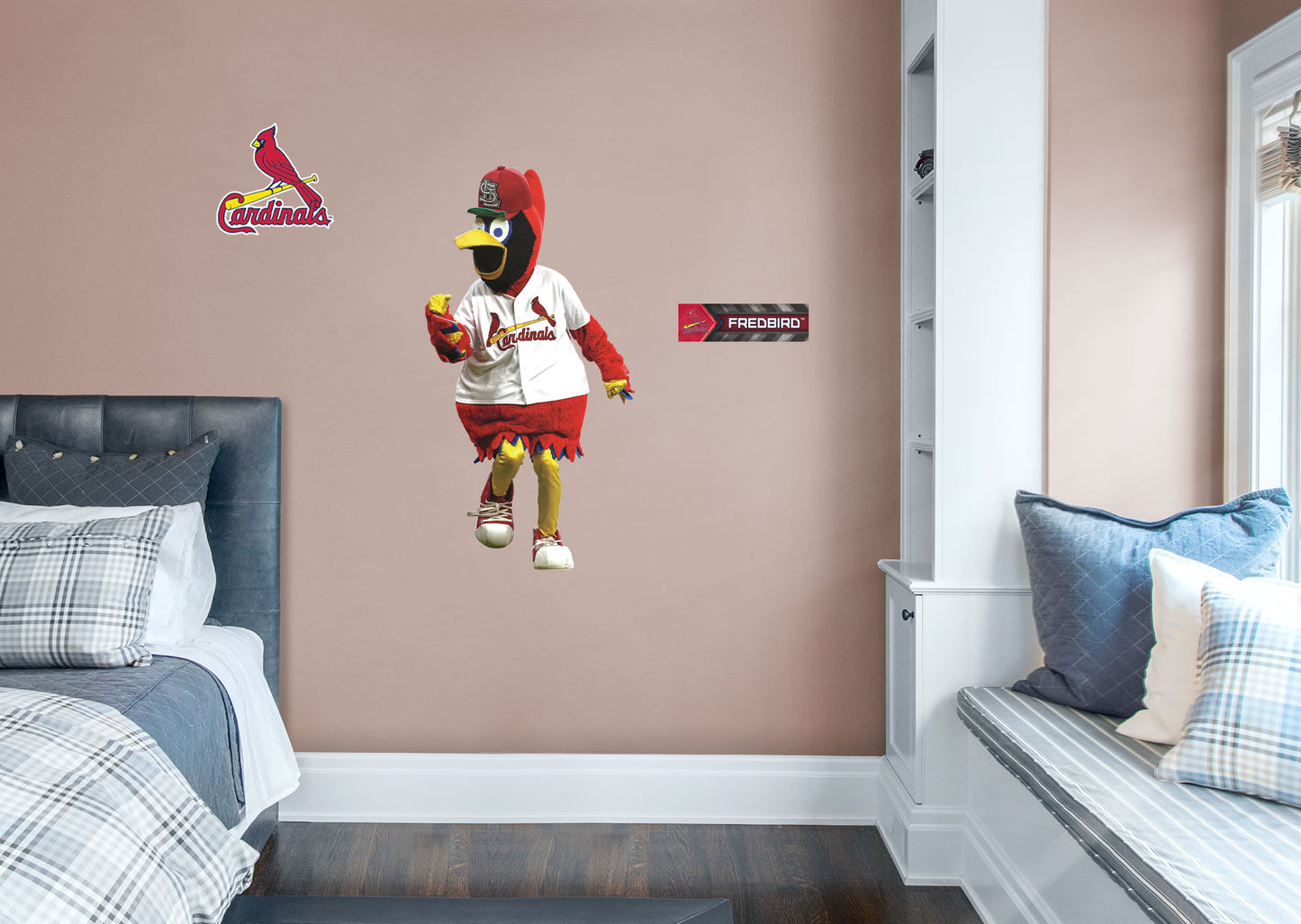 St. Louis Cardinals for St Louis Cardinals: Fredbird 2021 Mascot - MLB Removable Wall Adhesive Wall Decal Giant Athlete +2 Wall Decals 26'W x 51'H