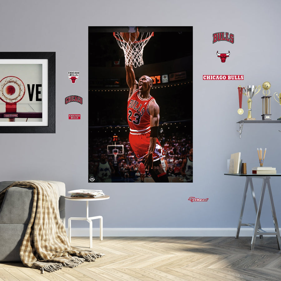 Michael Jordan - Peel & Stick Poster - Official NBA - Chicago Bulls - Reusable Vinyl Wall Decal