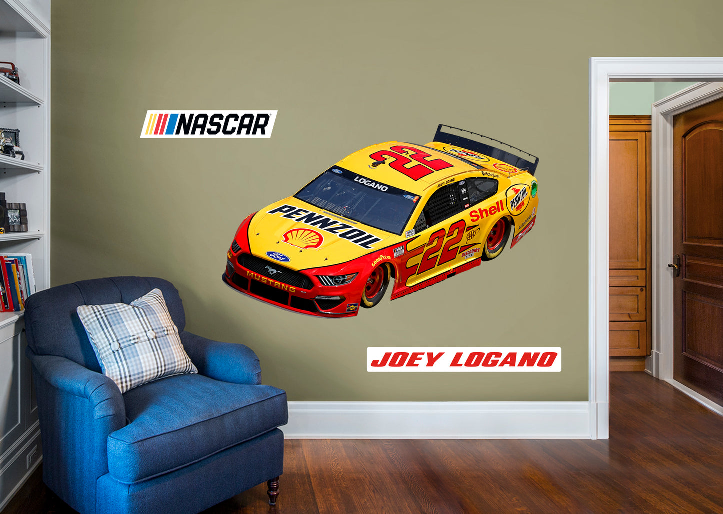 Joey Logano - RealBig Shell Pennzoil Car Collection - Official NASCAR - Reusable Vinyl Wall Decals